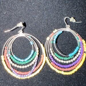 Multicolor Beaded Hoop Earrings